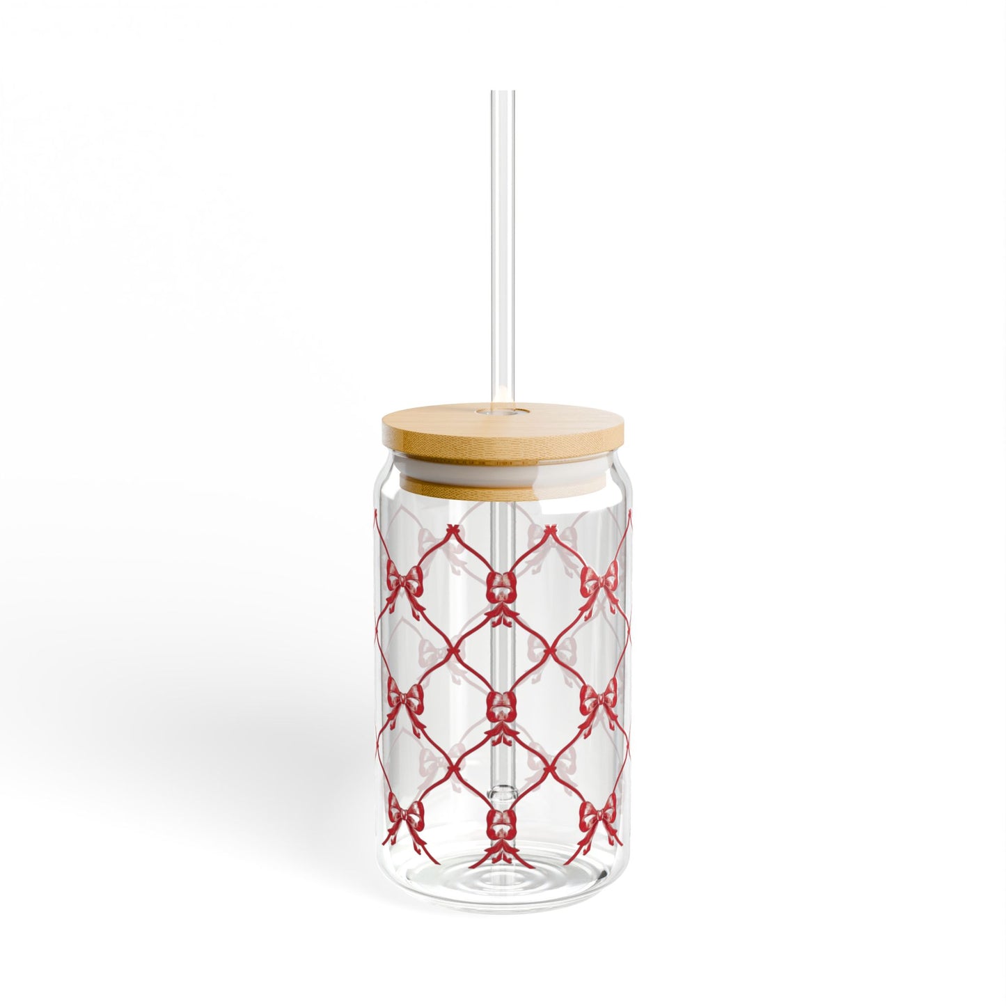 Festive Red Bow Holiday Glass Sipper Tumbler