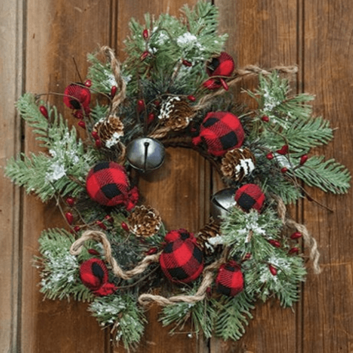 Buffalo Gingham Country Holiday Wreath, 12"