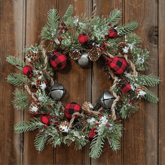 Buffalo Gingham Country Holiday Wreath, 17"