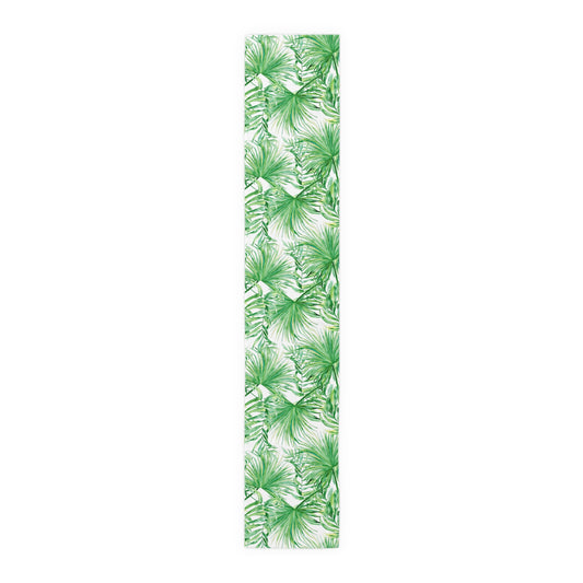 Tropical Palm Table Runner — Green Leaf Botanical Dining Decor