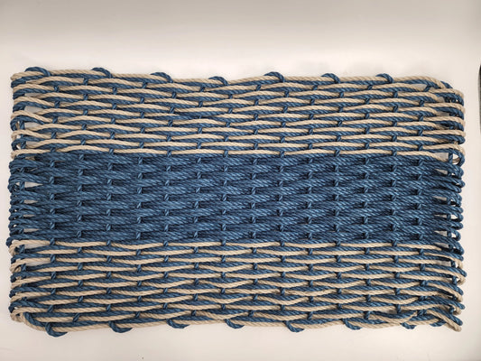 Large Navy Blue and Tan Lobster Rope Mat