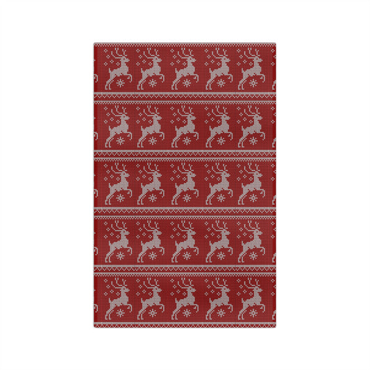 Christmas Reindeer Tea Towel, Holiday Kitchen Decor, Rustic Christmas Gift, Reusable Towel, Festive Kitchen Linen