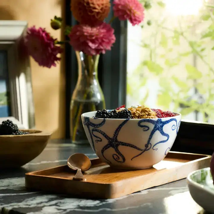 Coastal Blue Starfish Porcelain Dinnerware