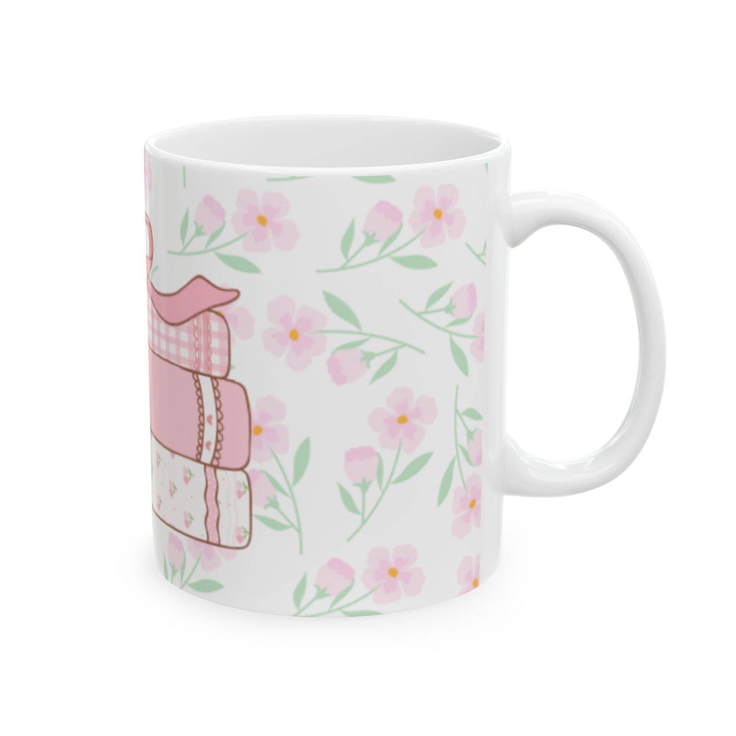 Cute Coffee Mug for teachers with bow and book design