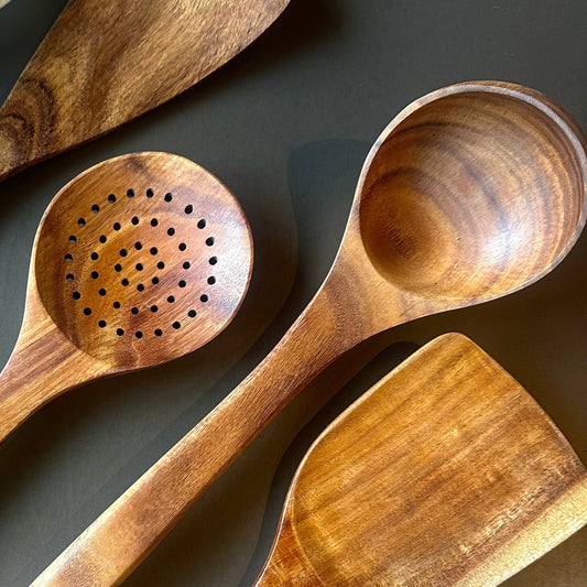 Teak Wooden Utensils, Set of 4