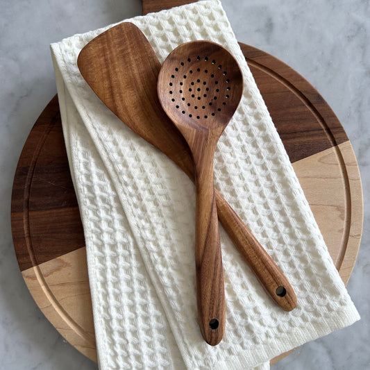 2pc Kitchen Waffle Cream Towel Set