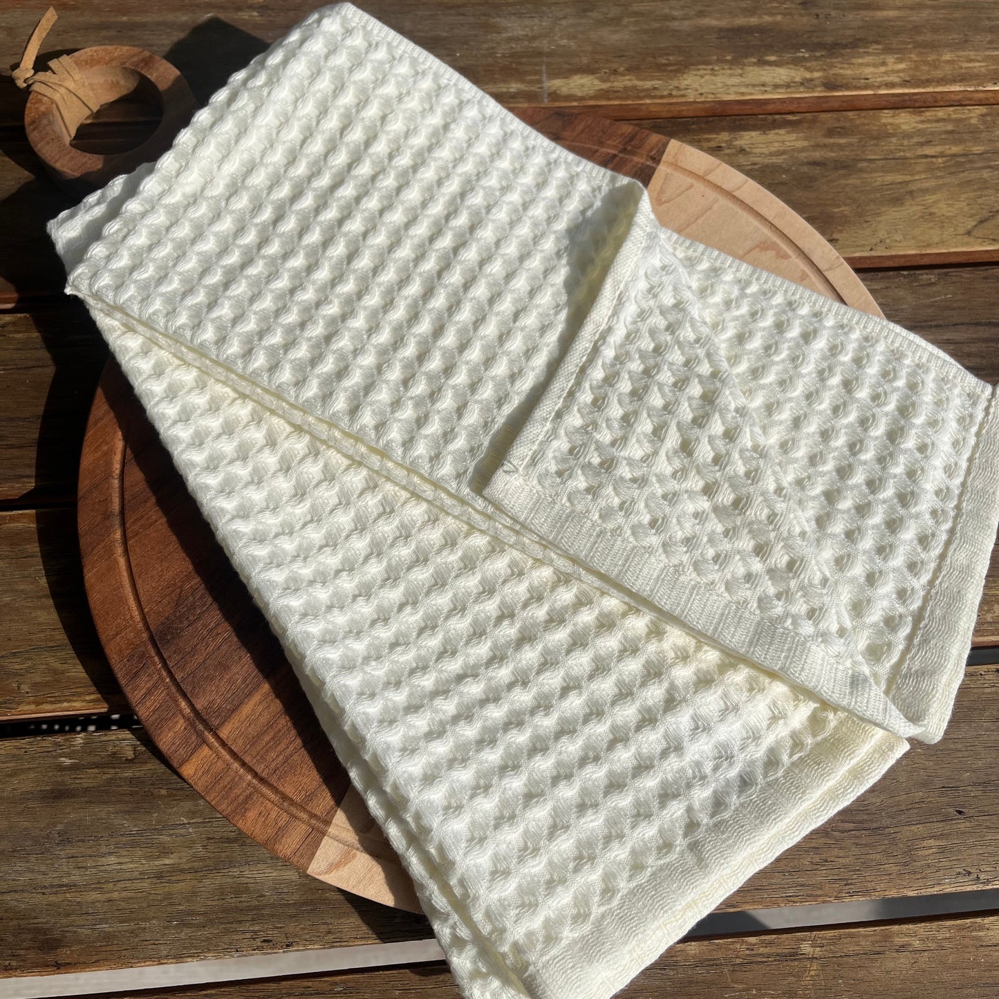 2pc Kitchen Waffle Cream Towel Set
