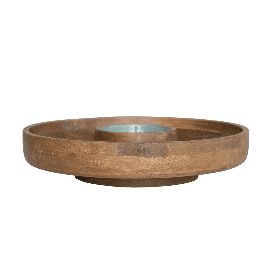 Coastal Mango Wood Lazy Susan Server