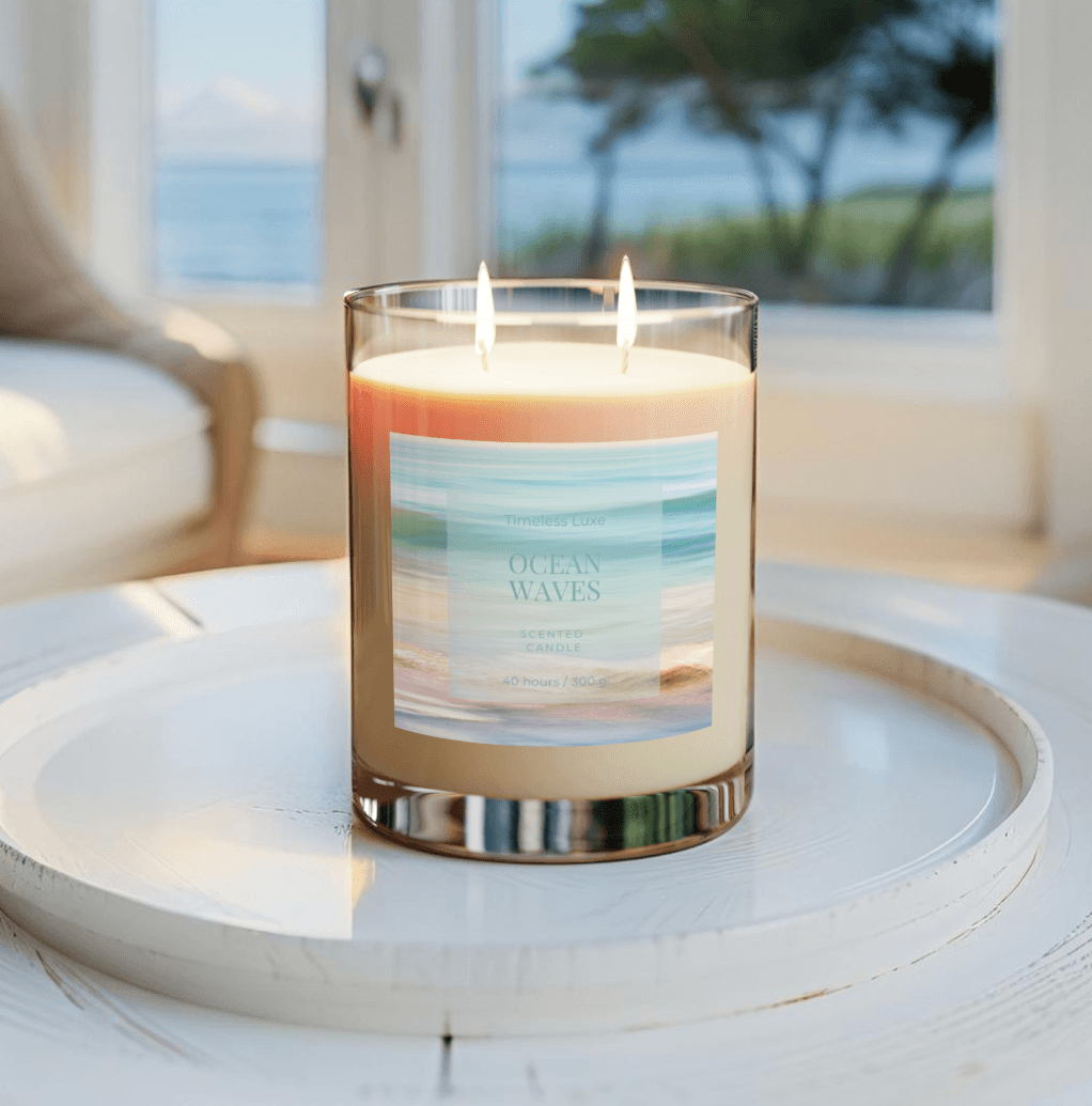 Ocean Waves scented candle gift set for beach lovers and home decor