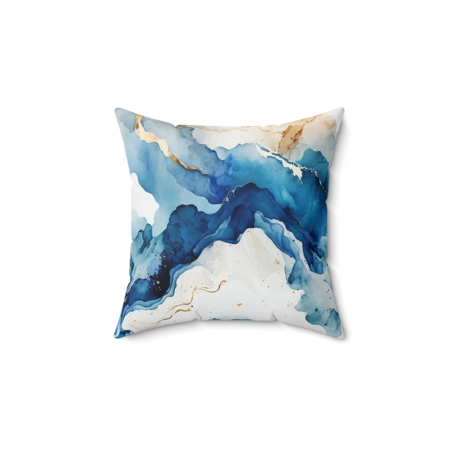 Blue marble throw pillow for couch or bedroom setup