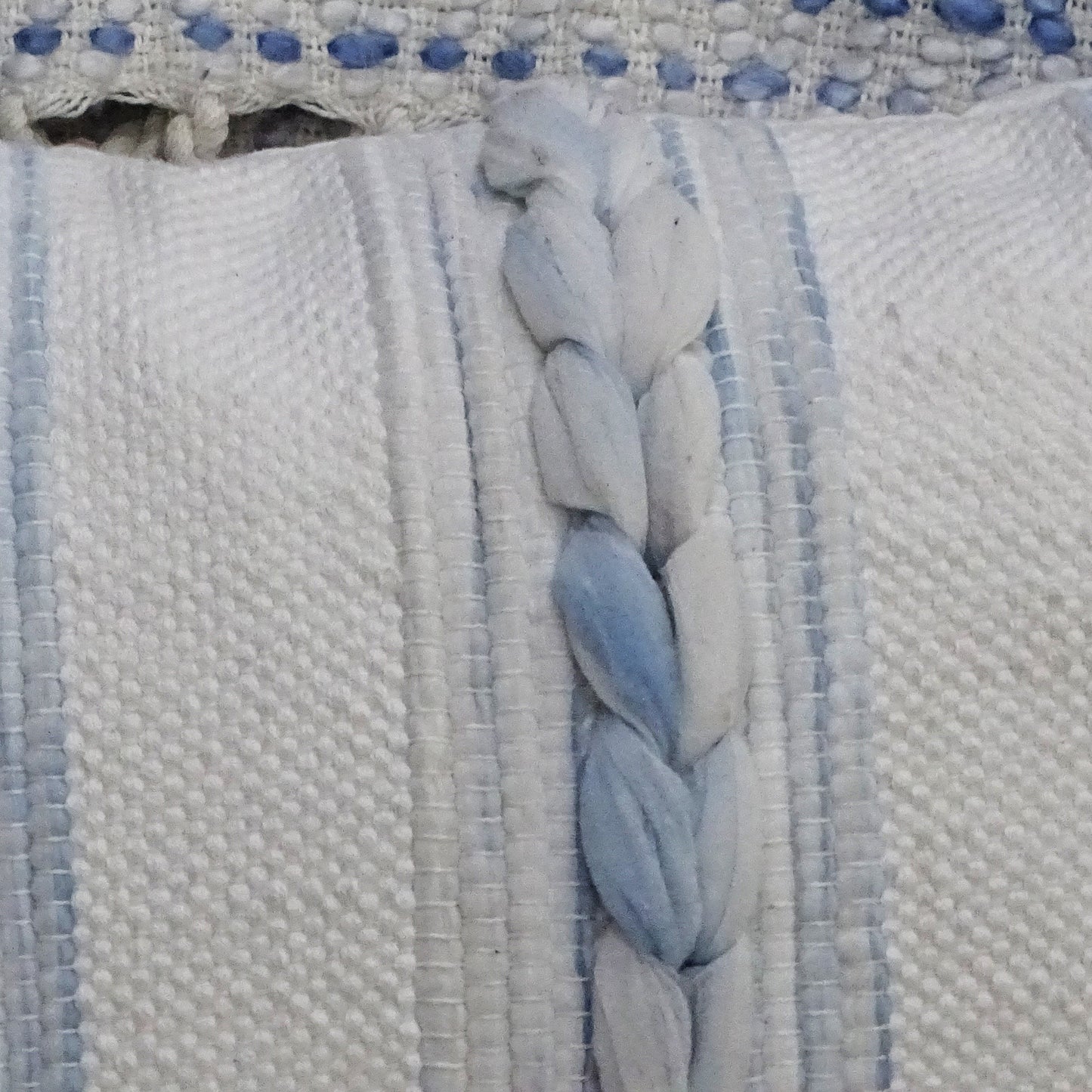 Blue and white rectangular decorative pillow 14x24 for beach house décor