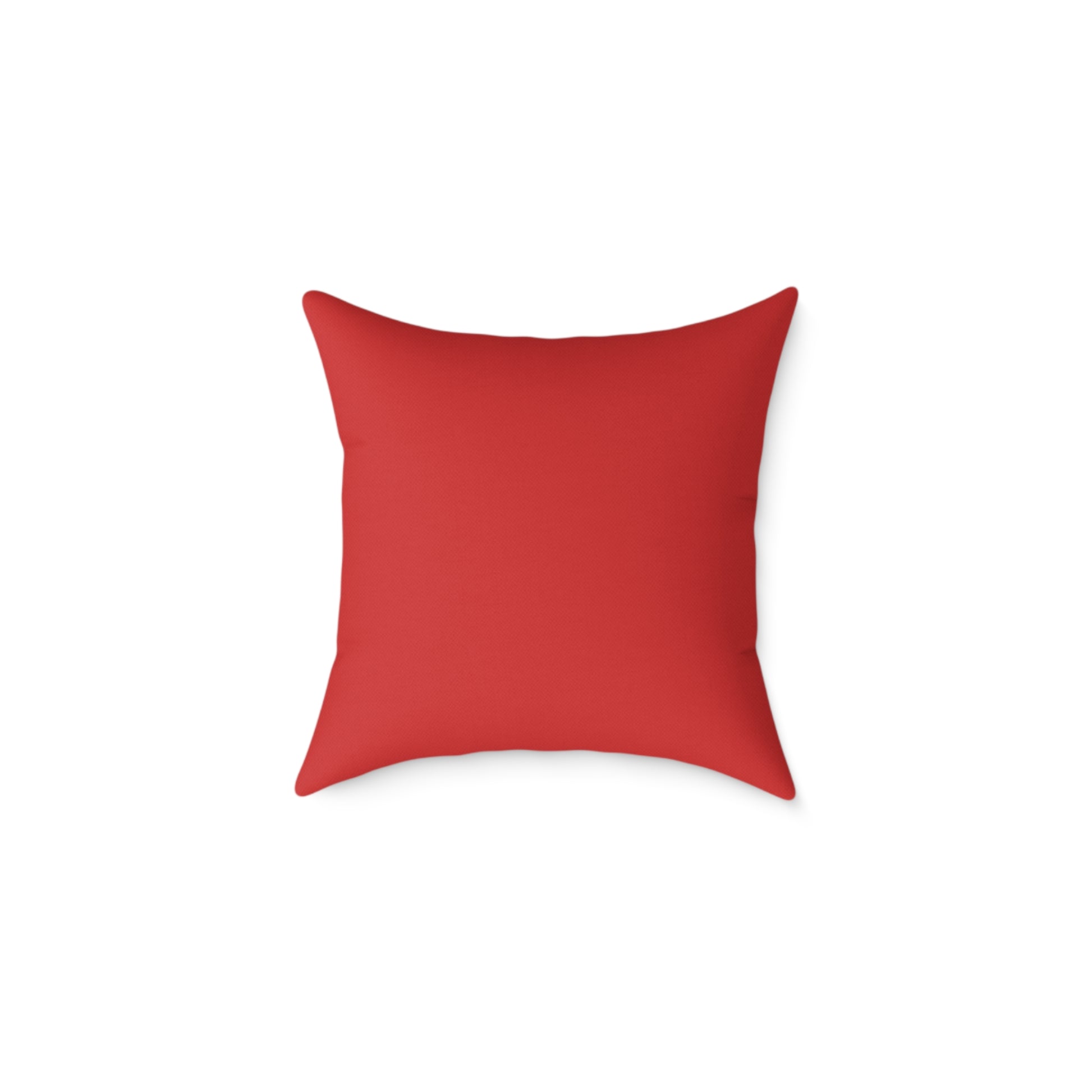Back view of the classic Santa face pillow showing the solid red fabric and invisible zipper closure.