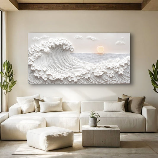 Coastal wave texture painting for beach house wall décor
