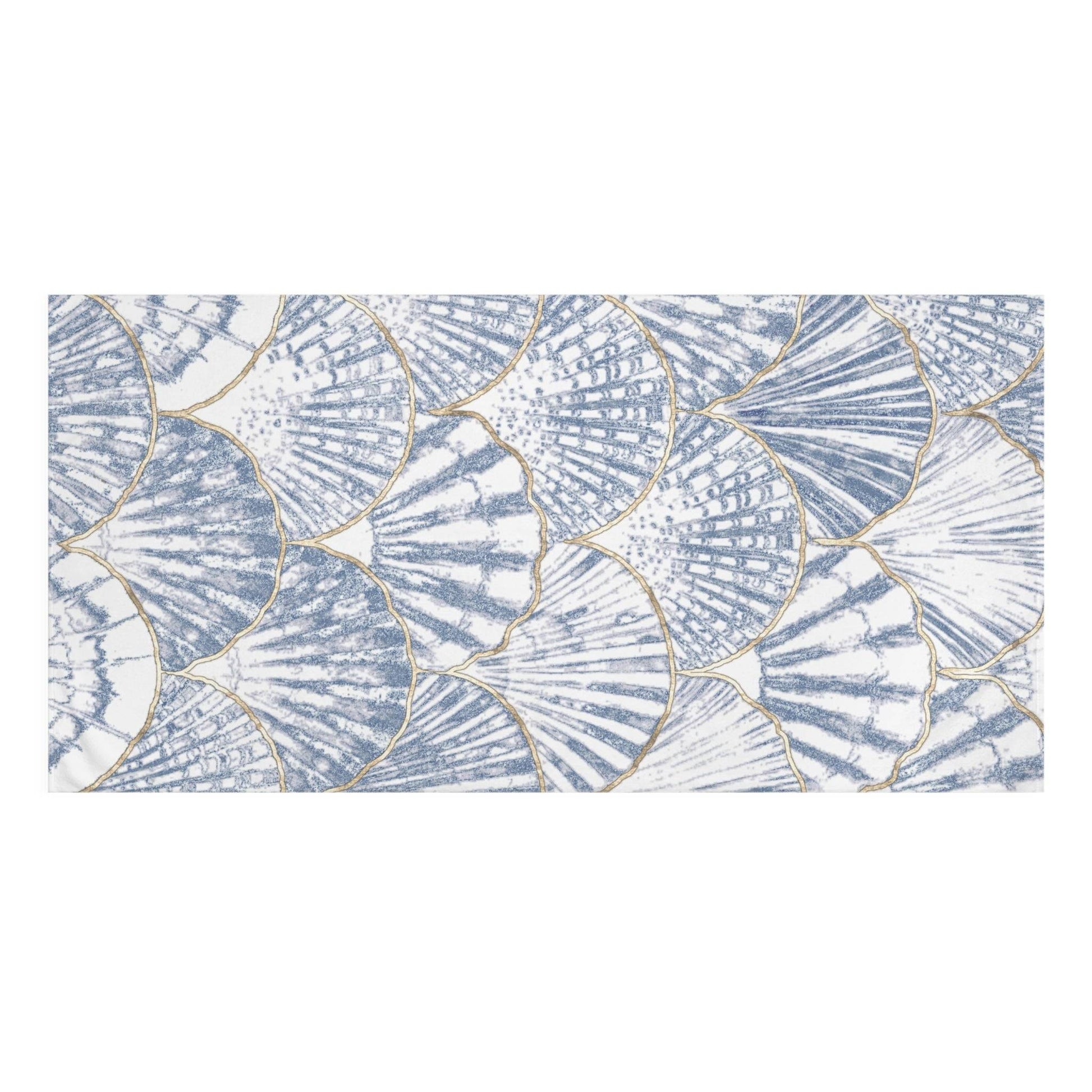 Minimalist coastal white and beige seashell bath towel, a soft and elegant bathroom accent