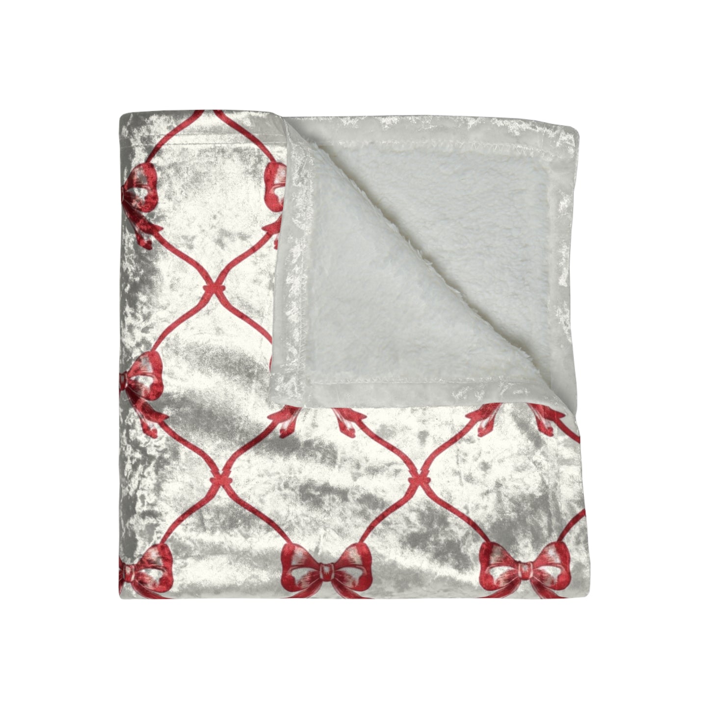 Red Bow Velvet Christmas Throw Blanket