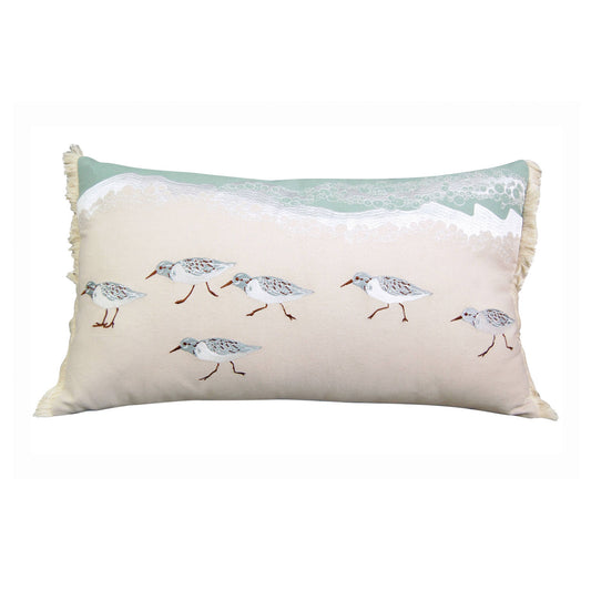 Sandpiper Embroidered Lumbar Pillow