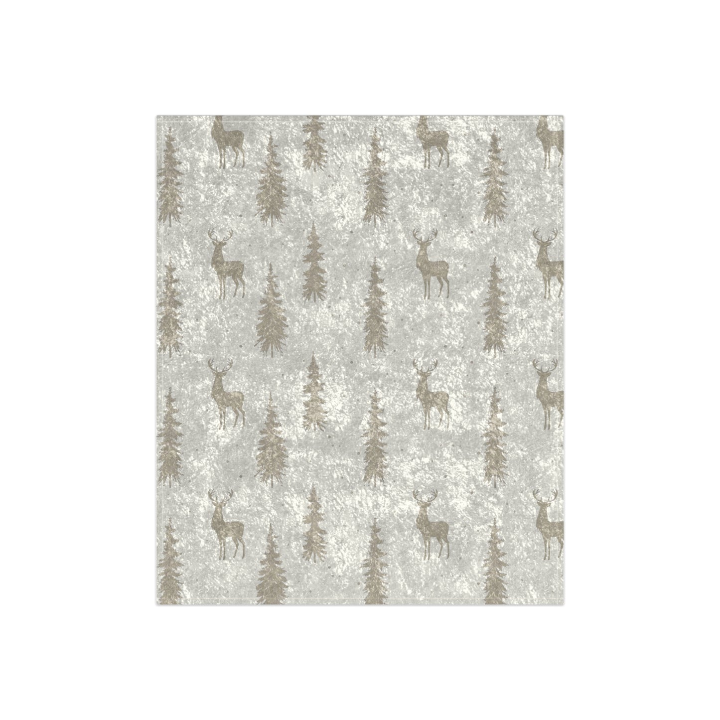 Crushed Velvet Deer & Forest Winter Throw Blanket