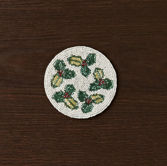 Handmade Beaded Holiday Coaster