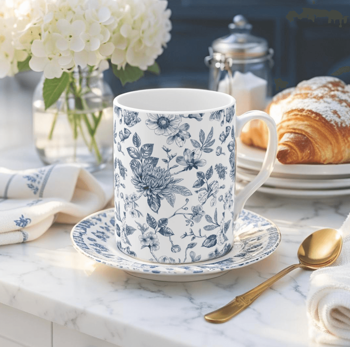 Elegant oriental-style porcelain mug