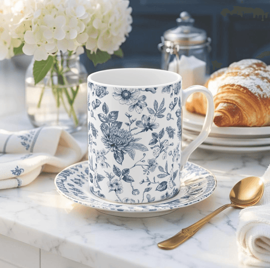 Elegant oriental-style porcelain mug