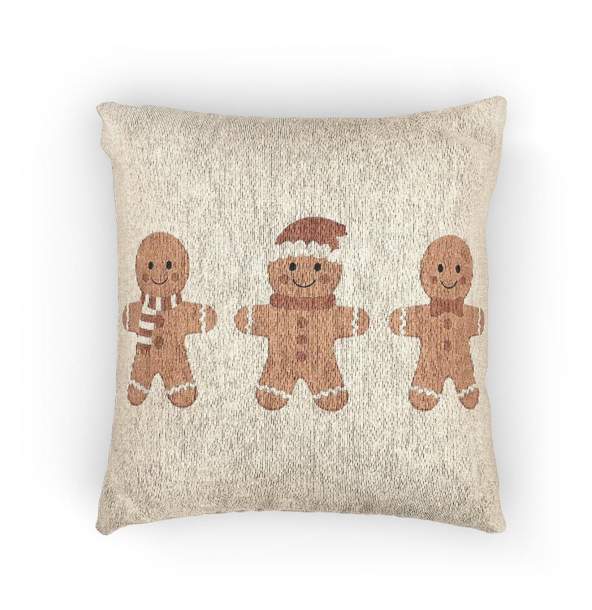 Festive gingerbread man pillow adds a warm holiday touch to living room or bedroom.