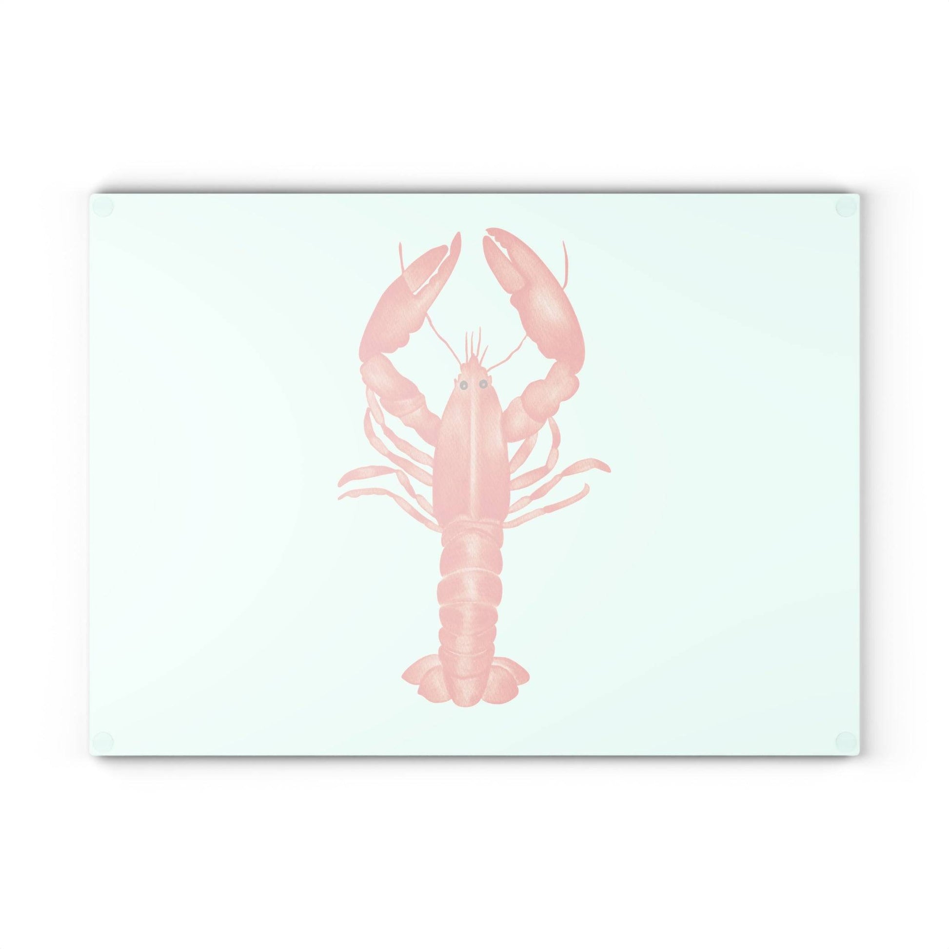 Nautical kitchen decor with red lobster glass board