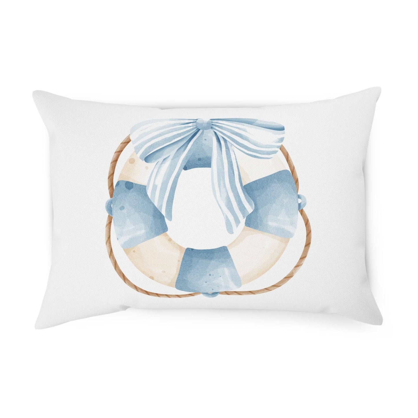 Ocean-inspired lifesaver coastal pillow