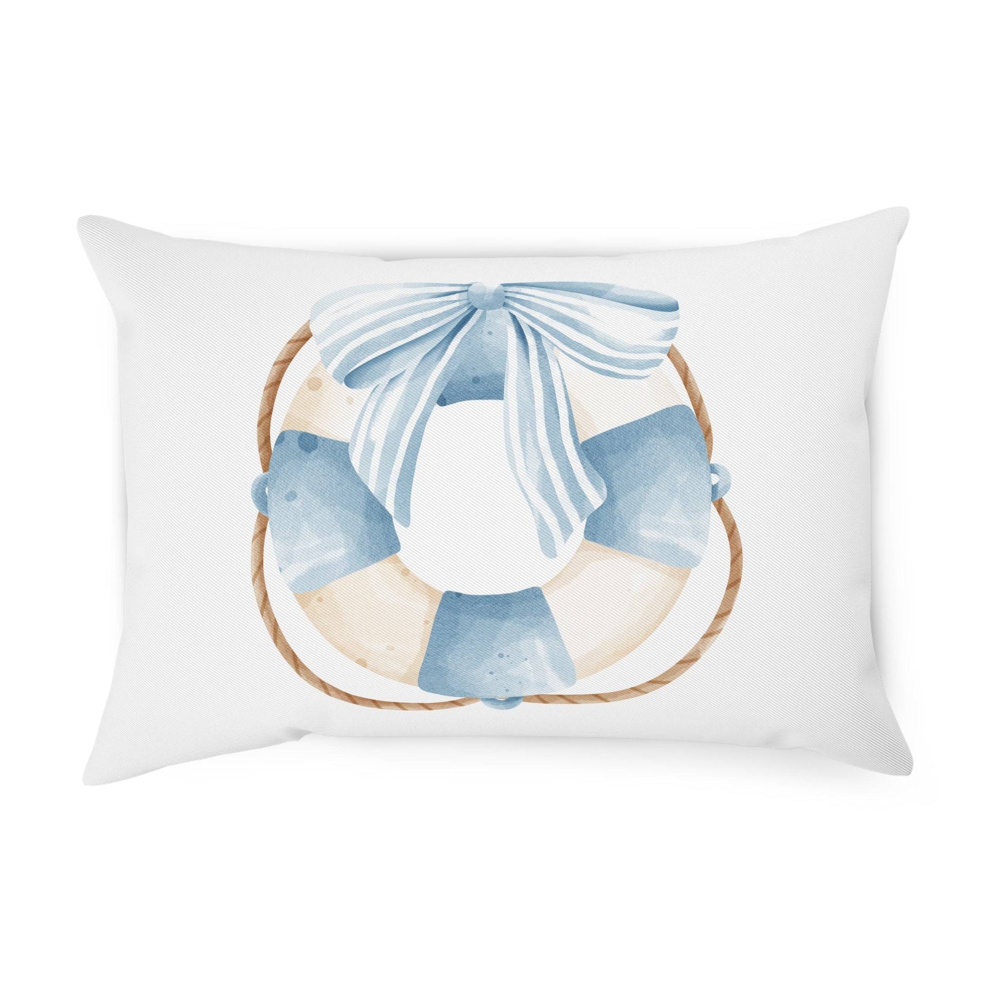 Ocean-inspired lifesaver coastal pillow