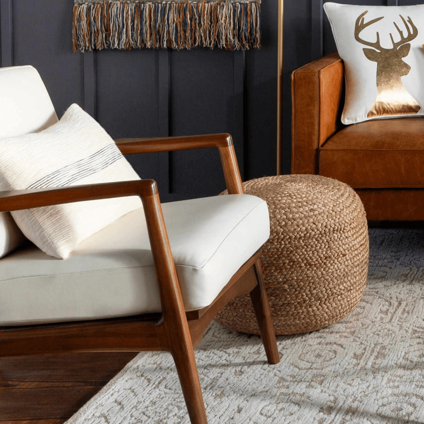 Jute Round Pouf Ottoman