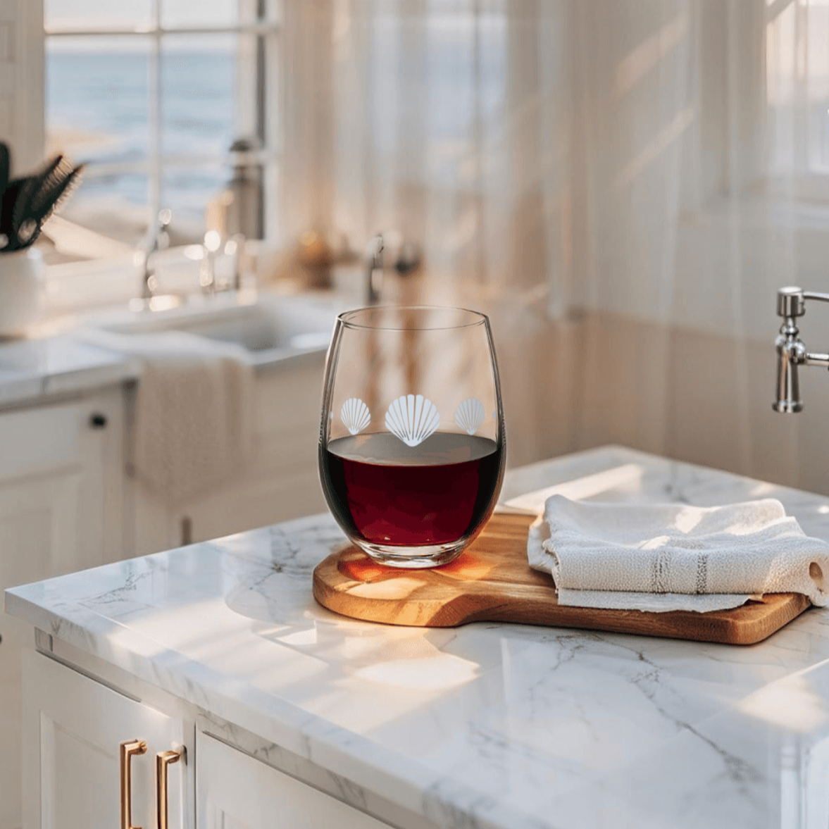 Nautical seashell wine glass perfect for cocktails and beachside entertaining