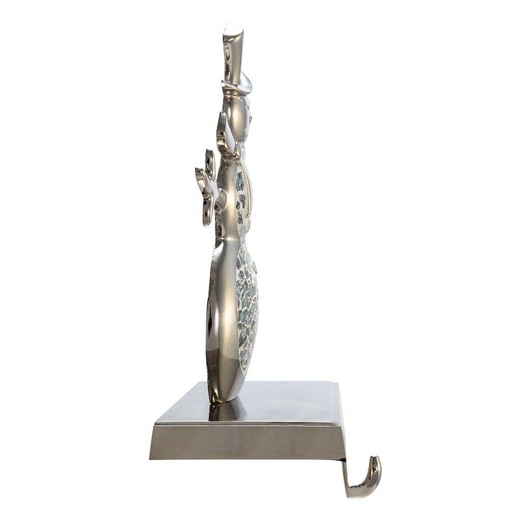 Silver Feather Mosaic Stocking Holder - Snowman