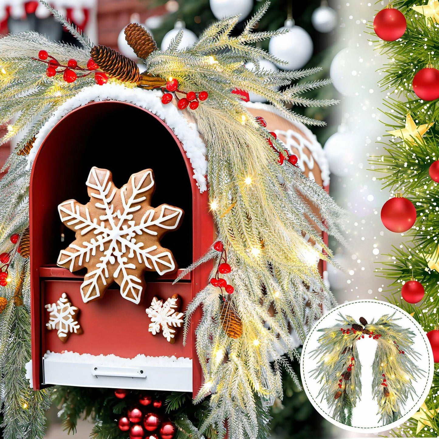 Prelit Christmas Mailbox Wreath