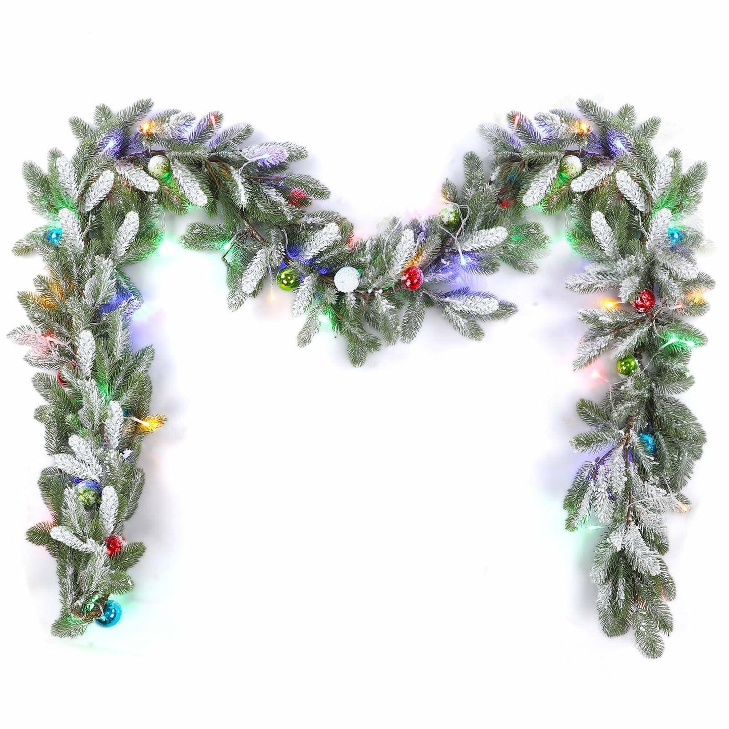 9FT Flocked Cedar Garland with 50 LED Lights