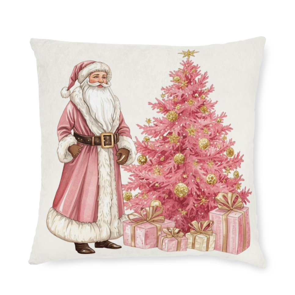 Blush Pink, Santa, Holiday, Throw Pillow