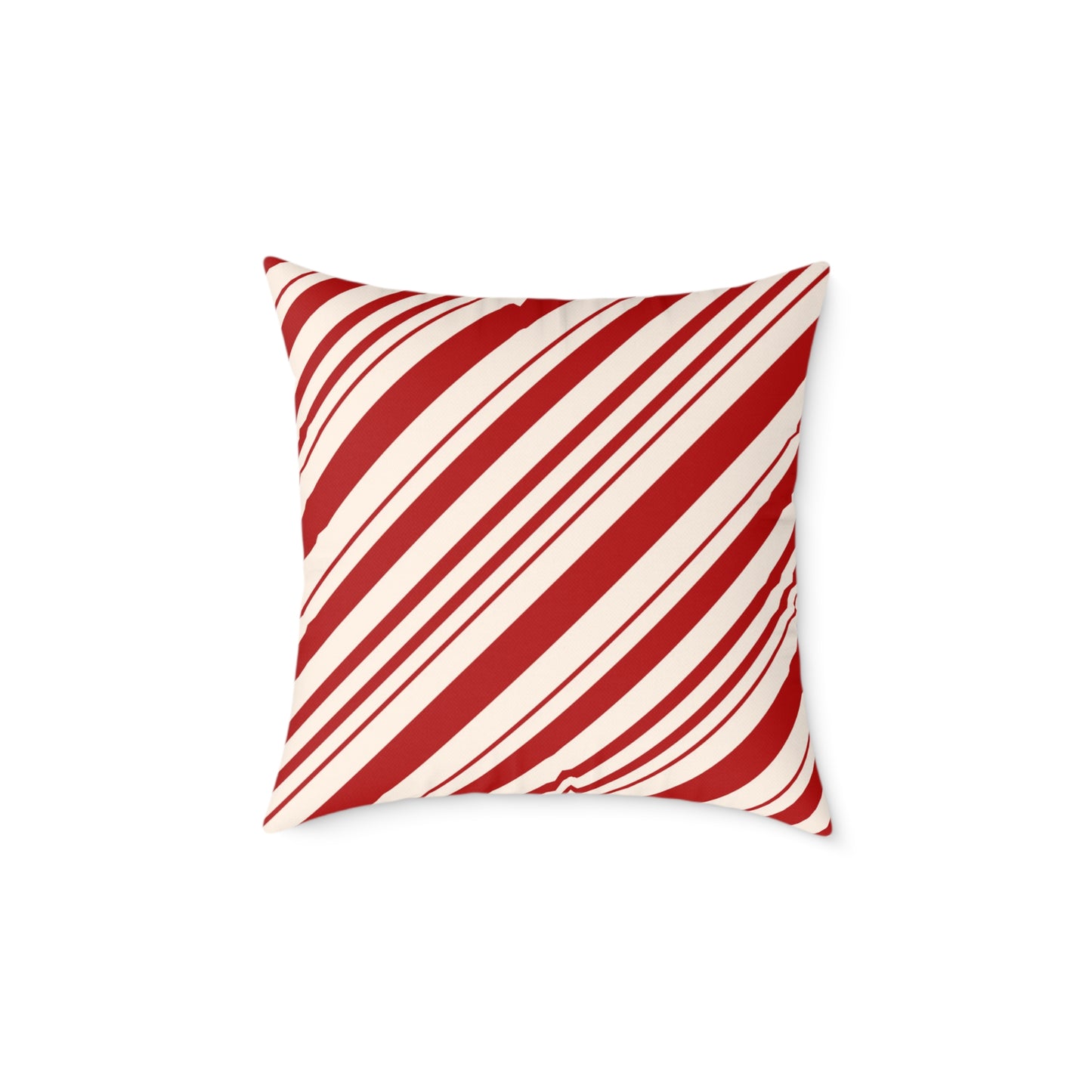 Close-up of peppermint stripe decorative pillow in the 18x18 size with clear fabric texture.