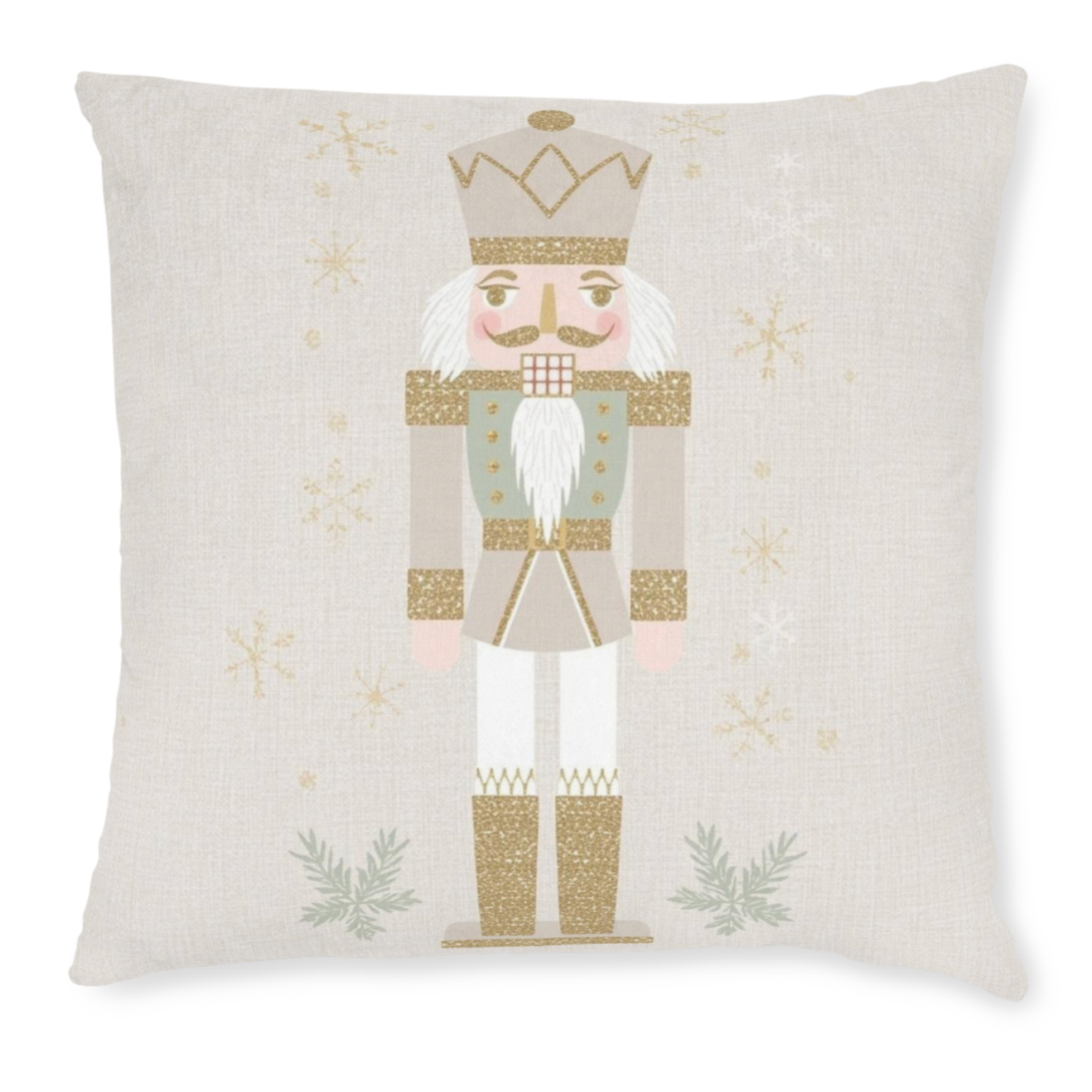 Pastel Nutcracker Throw Pillow | Pink Velvet Back | Whimsical Holiday Decor