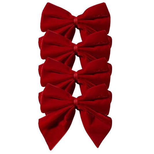 Red Velvet Bow Napkin Ties (Set of 4)