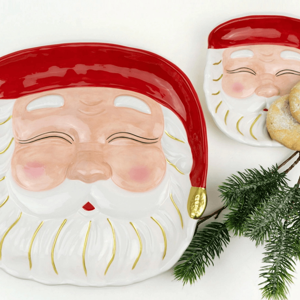 Ceramic red and white Santa plate for Christmas dinner