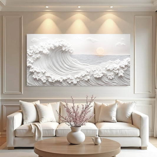 Serene ocean wave coastal wall art canvas print for beach homes