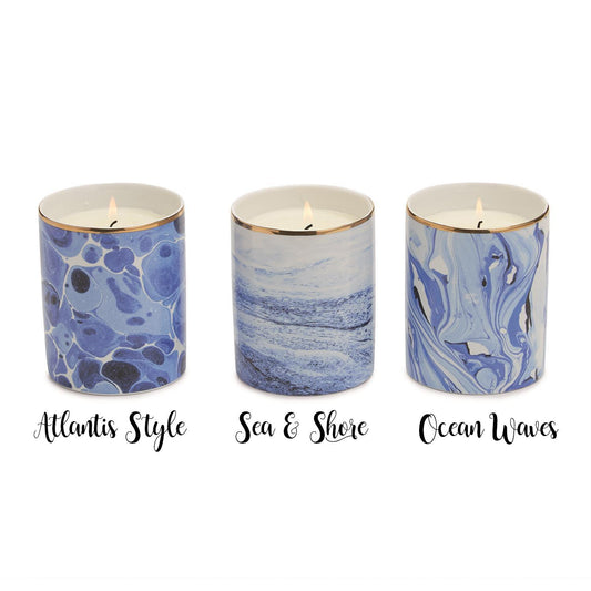 Blue Porcelain Candle - Mediterranean Ocean Scent (Soy Wax)