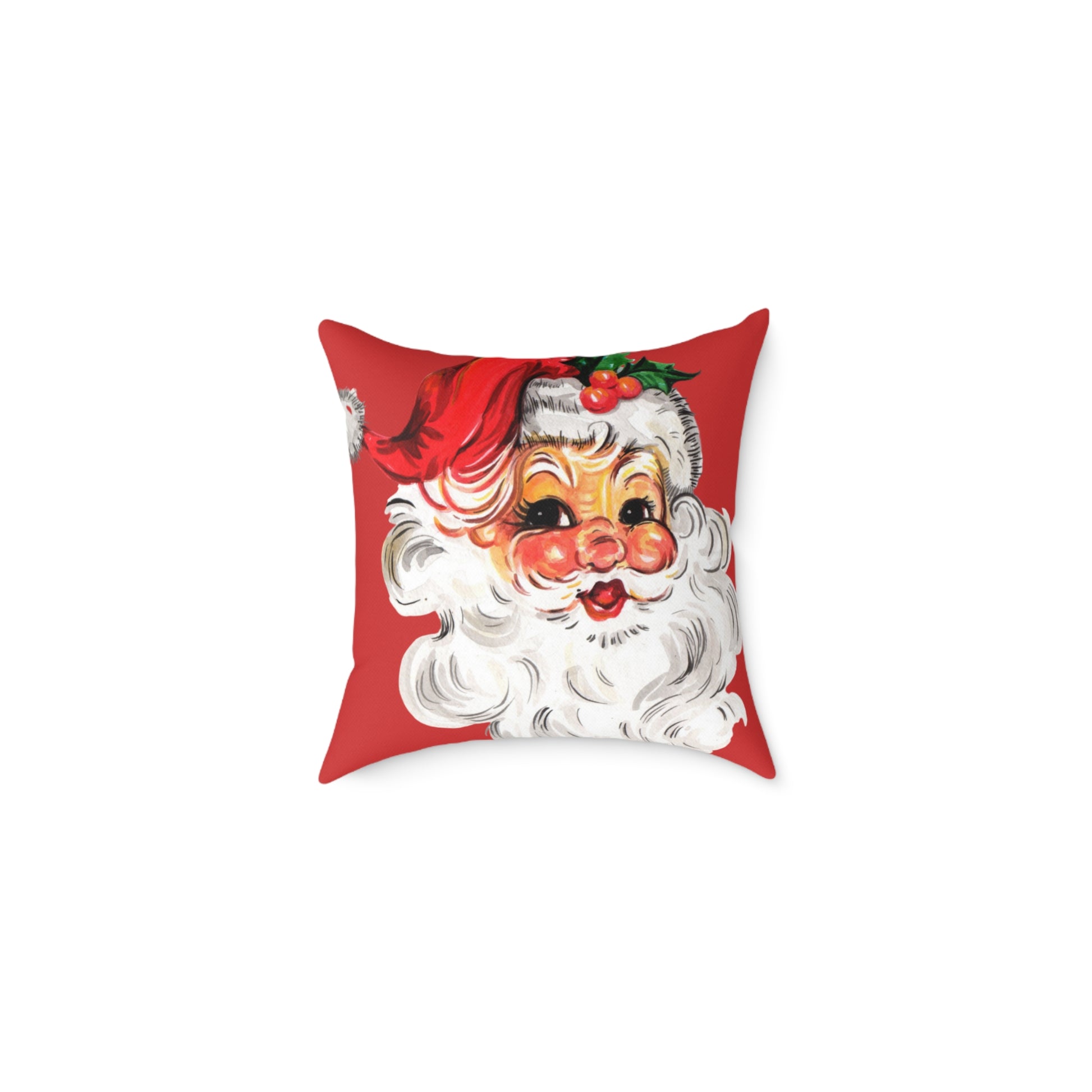 Vintage Santa Claus throw pillow with a nostalgic red and white Santa face graphic.