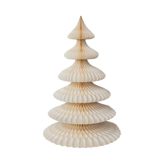 Jumbo White Honeycomb Paper Christmas Trees with Gold Glitter Edge