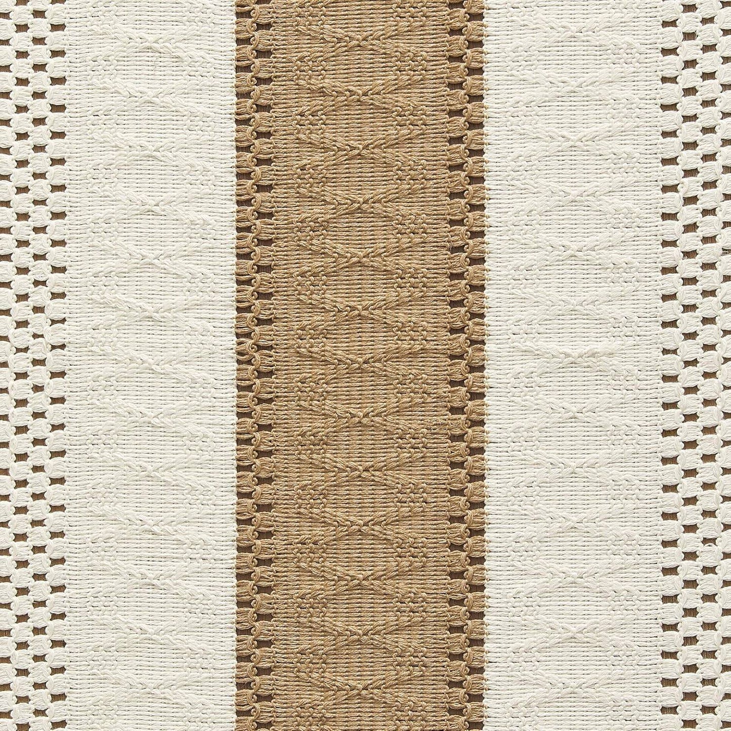 Handmade Cotton Table Runner | Boho Bicolor Woven Runner | Natural Cream & Brown | 12x72 Inches (30x183 cm)