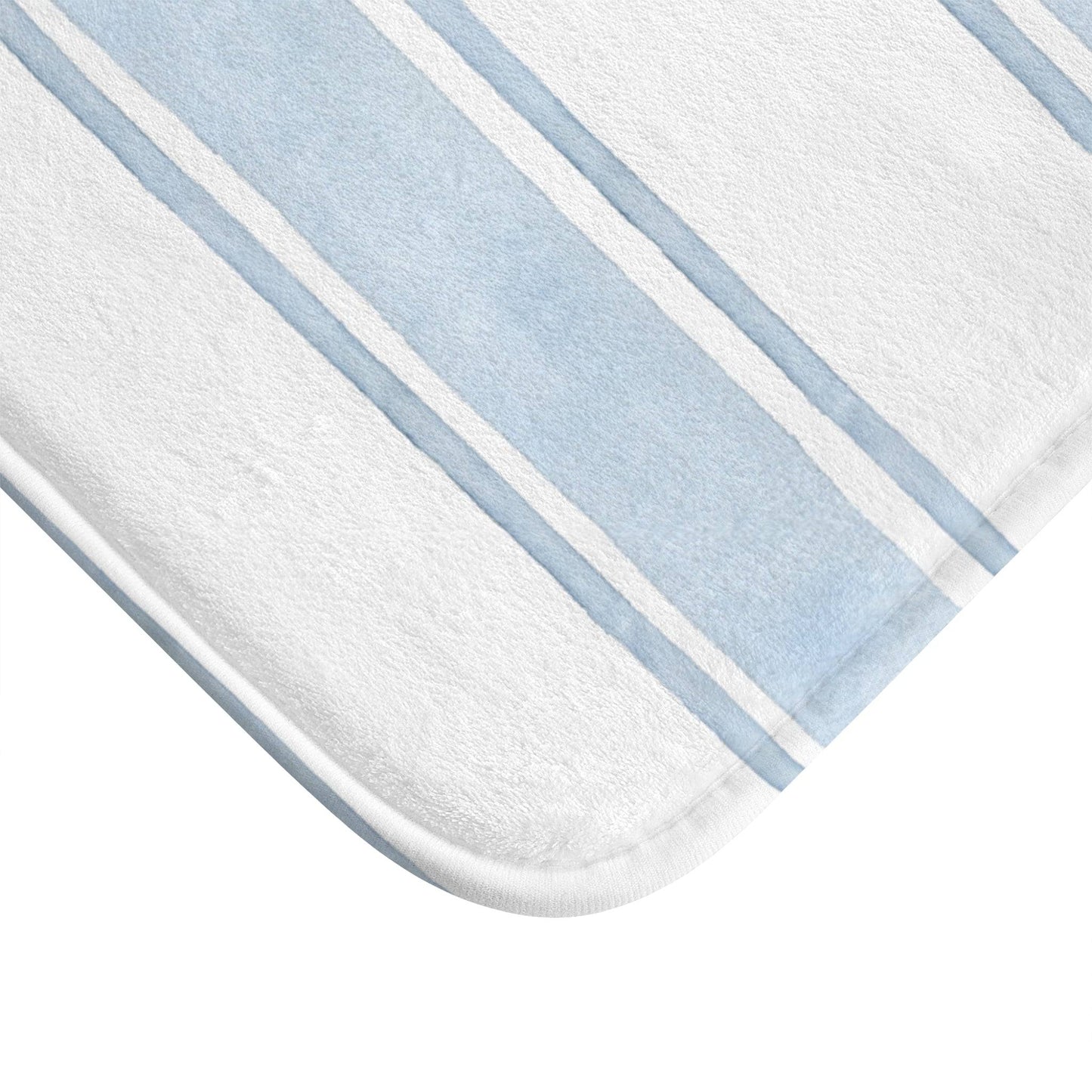 Striped Light Blue Coastal Bath Mat