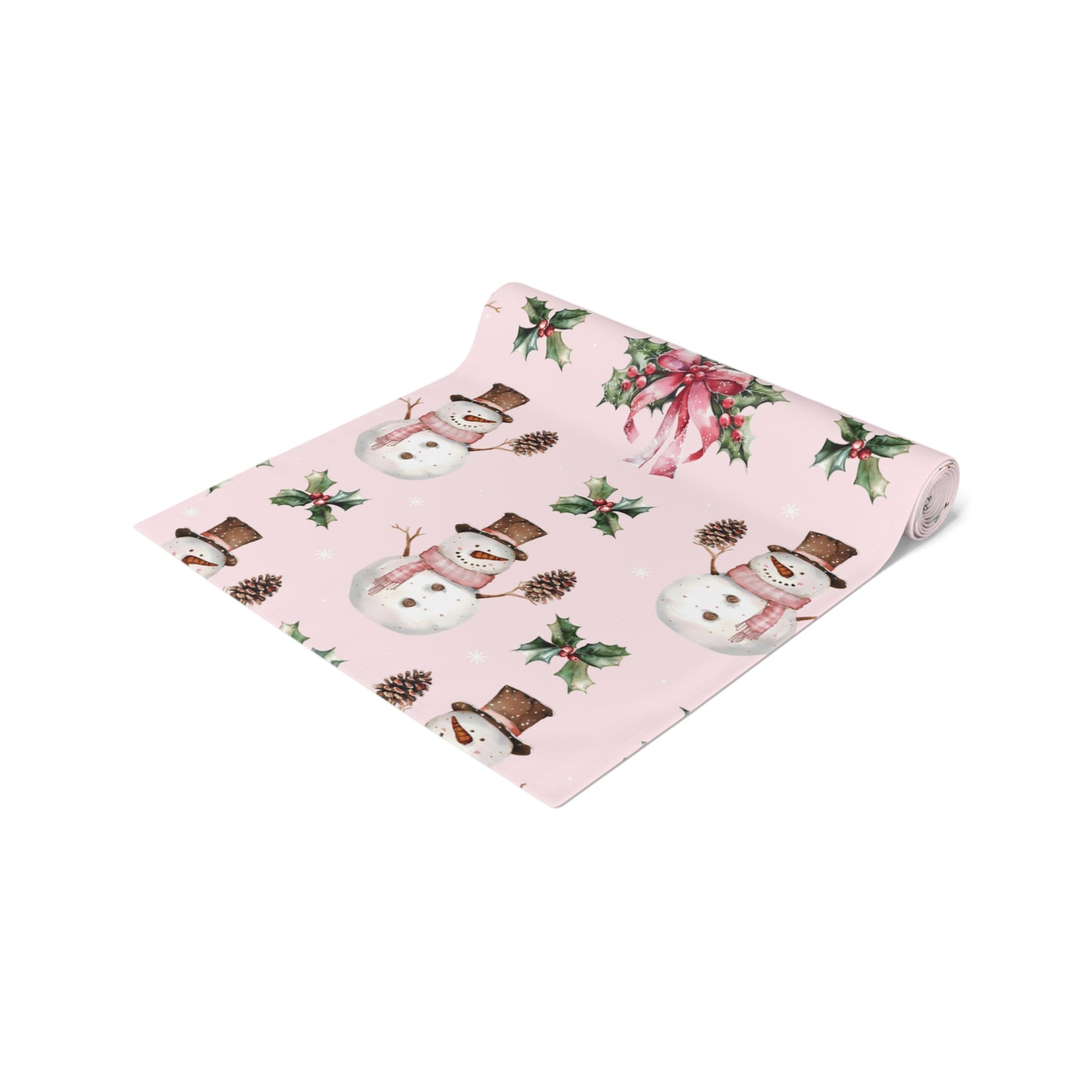 Pink Snowman Table Runner