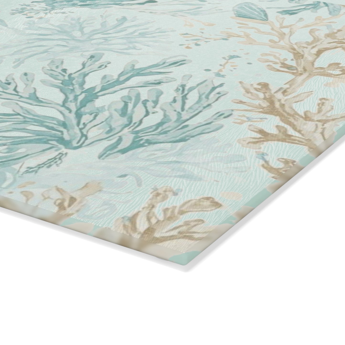 Glass Cutting Board — Coastal Seaweed Pattern Tempered-Glass Chopping Board