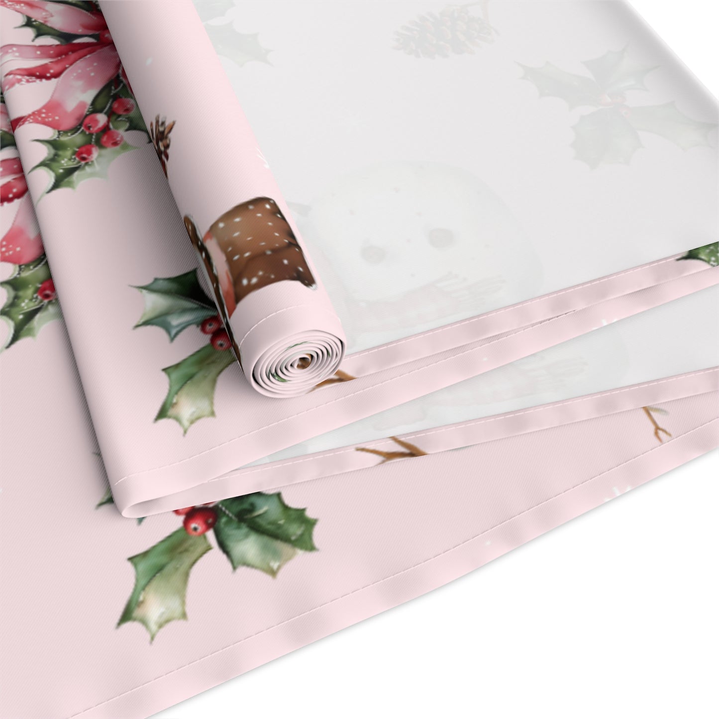 Pink Snowman Table Runner