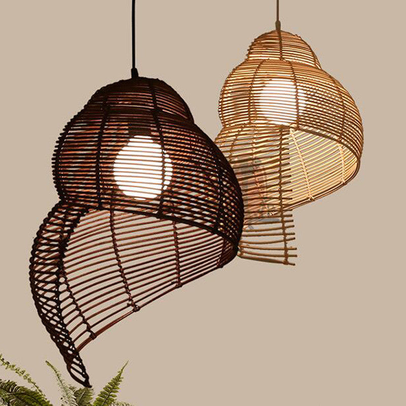Coastal Snail Rattan Pendant Light