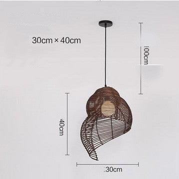 Coastal Snail Rattan Pendant Light