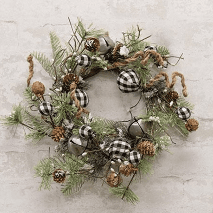 Buffalo Gingham Country Holiday Wreath, 17"